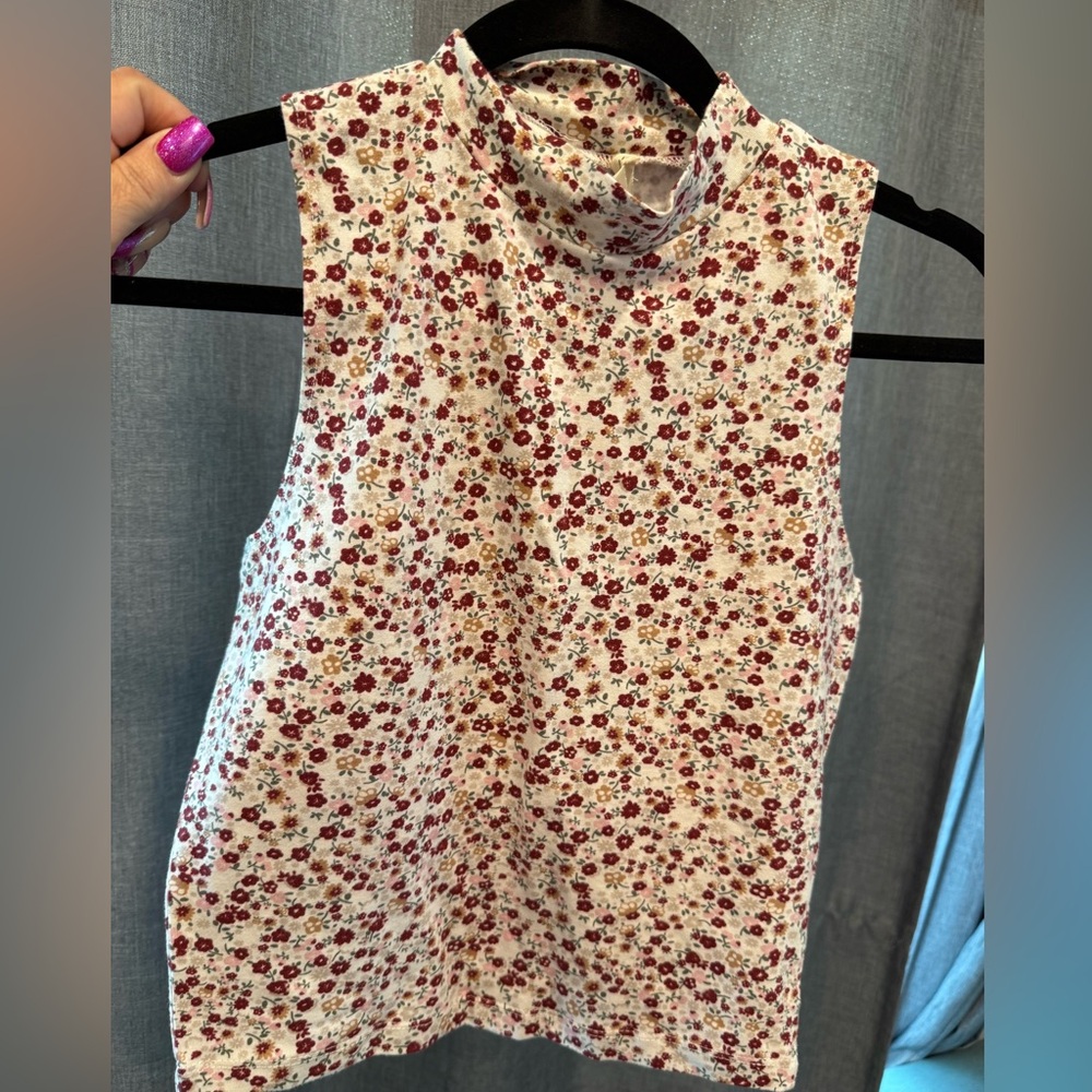 Wet Seal Floral Tank Top - Red and Cream